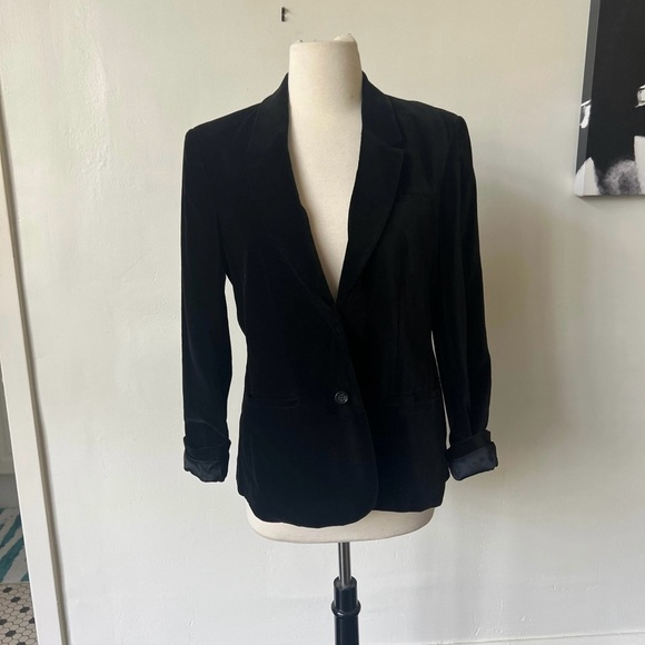 Vintage Black Velvet Blazer with Pockets 1970’s Boyfriend Blazer 70’s Jacket - Picture 2 of 10